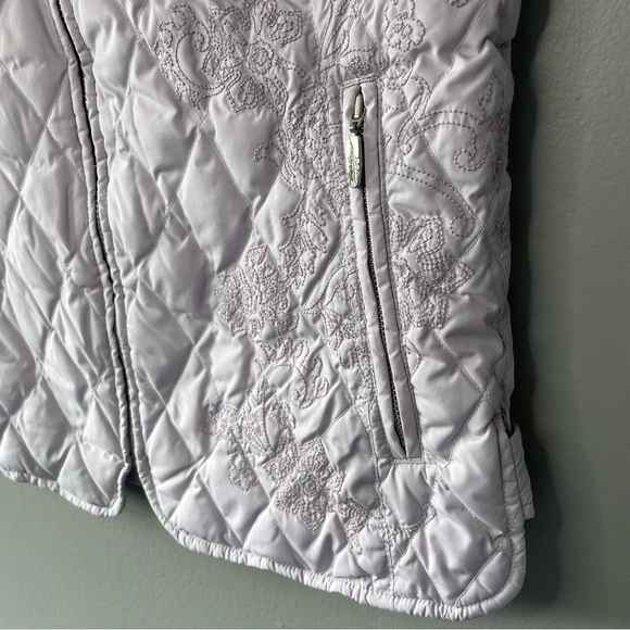 [xs] Eddie Bauer Goose Down Embroidered Lavender Purple Spring Puffer Vest - Picture 8 of 13